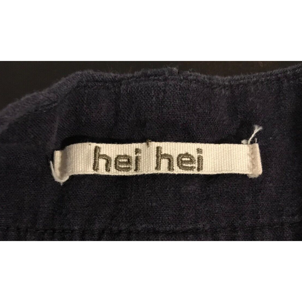 Anthro Hei Hei Linen Cargo Pants 4 Navy Cropped Drawstring - Picture 11 of 13